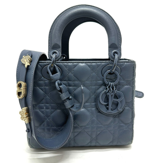Dior Handbag lambskin blue Lady Dior