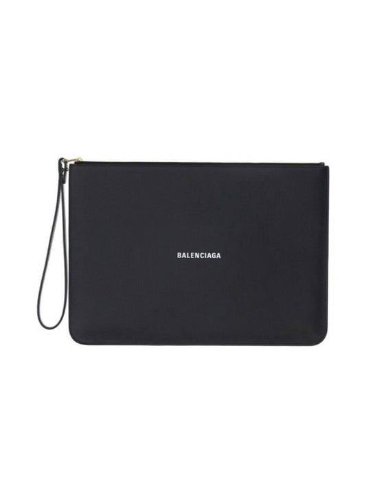 Luxury Balenciaga Trending 2026 Logo Strap Cash Large Clutch Bag Black