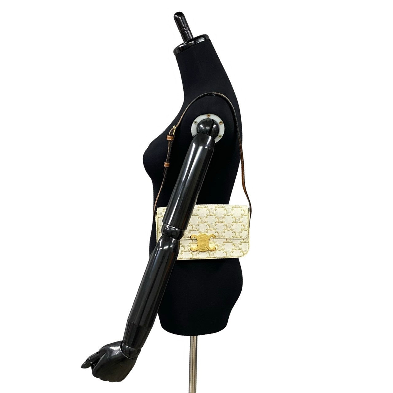 CELINE Shoulder Bag leather Ivory
