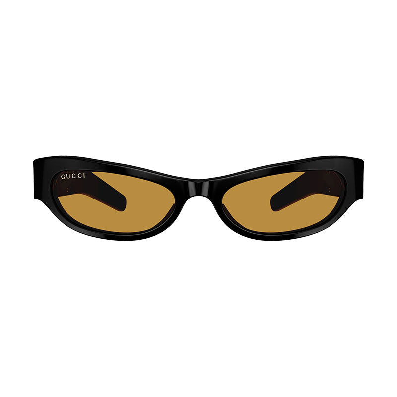 Gucci Sunglasses Rectangle Full Rim, Shiny Black Frame and Brown Lens GG1635S001