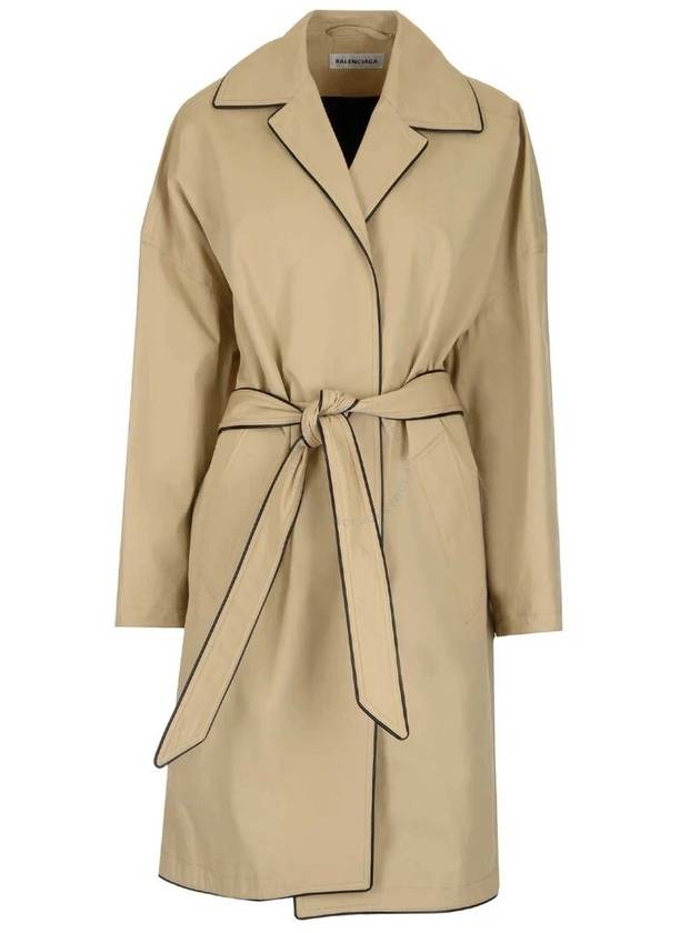 Luxury Balenciaga Trending 2026 Line Detail Belt Single Coat Beige