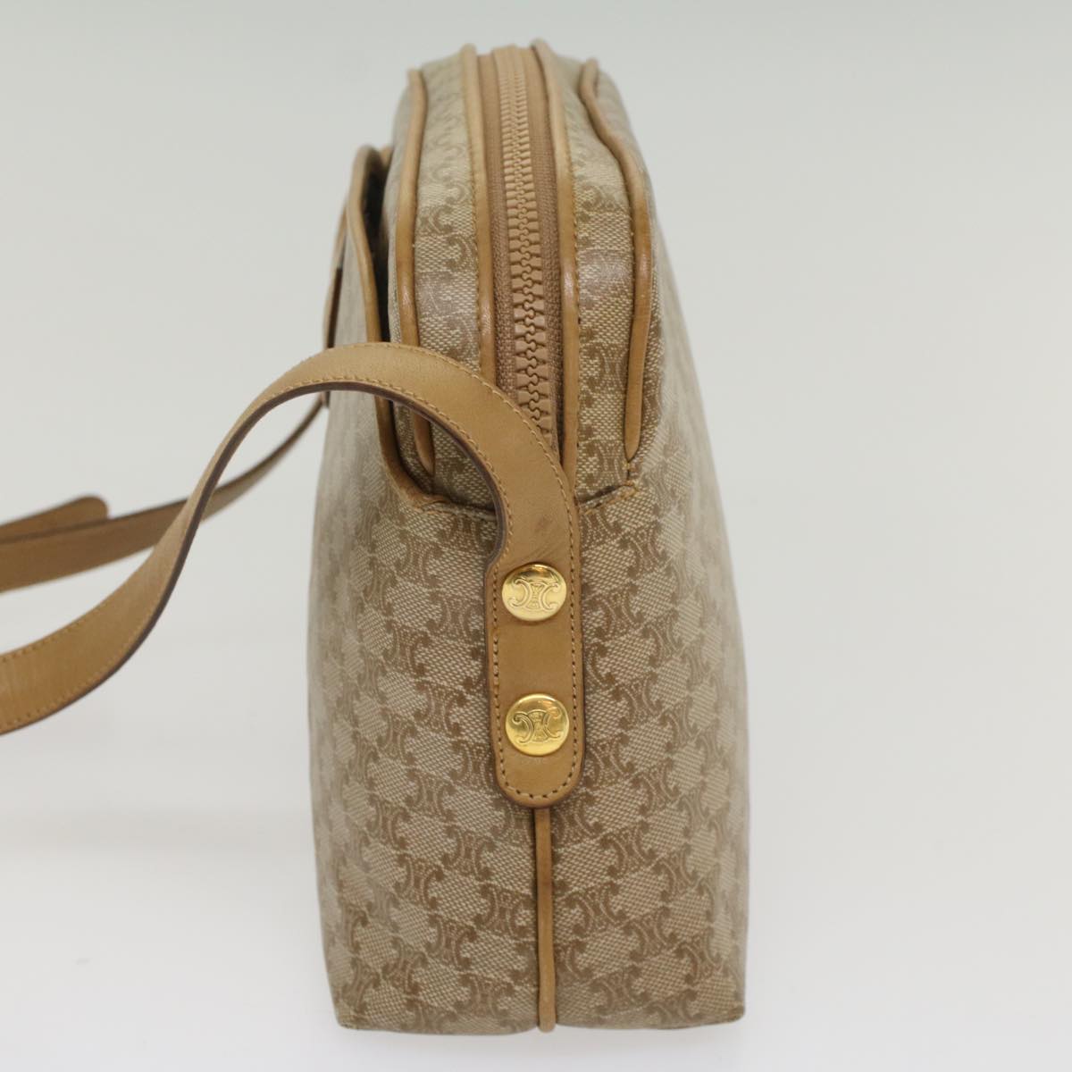 Luxury CELINE Macadam Canvas Shoulder Bag Beige  54135