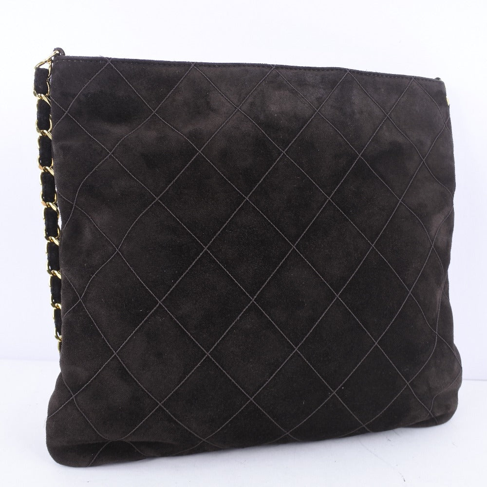 CHANEL Shoulder Bag Suede Brown fringe ChainShoulder Women