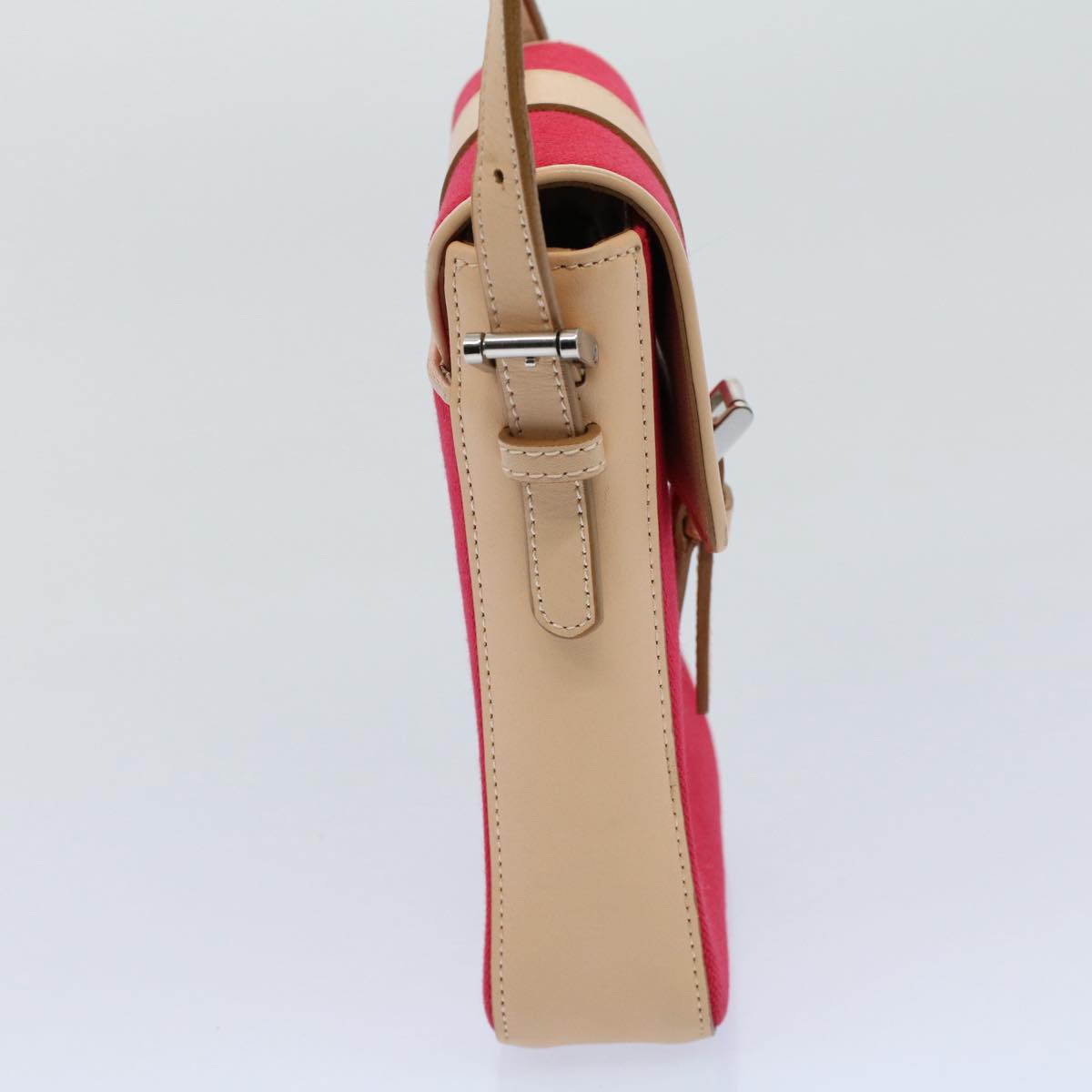 Luxury Burberry Shoulder Bag Canvas Leather Beige Red Auth 54143