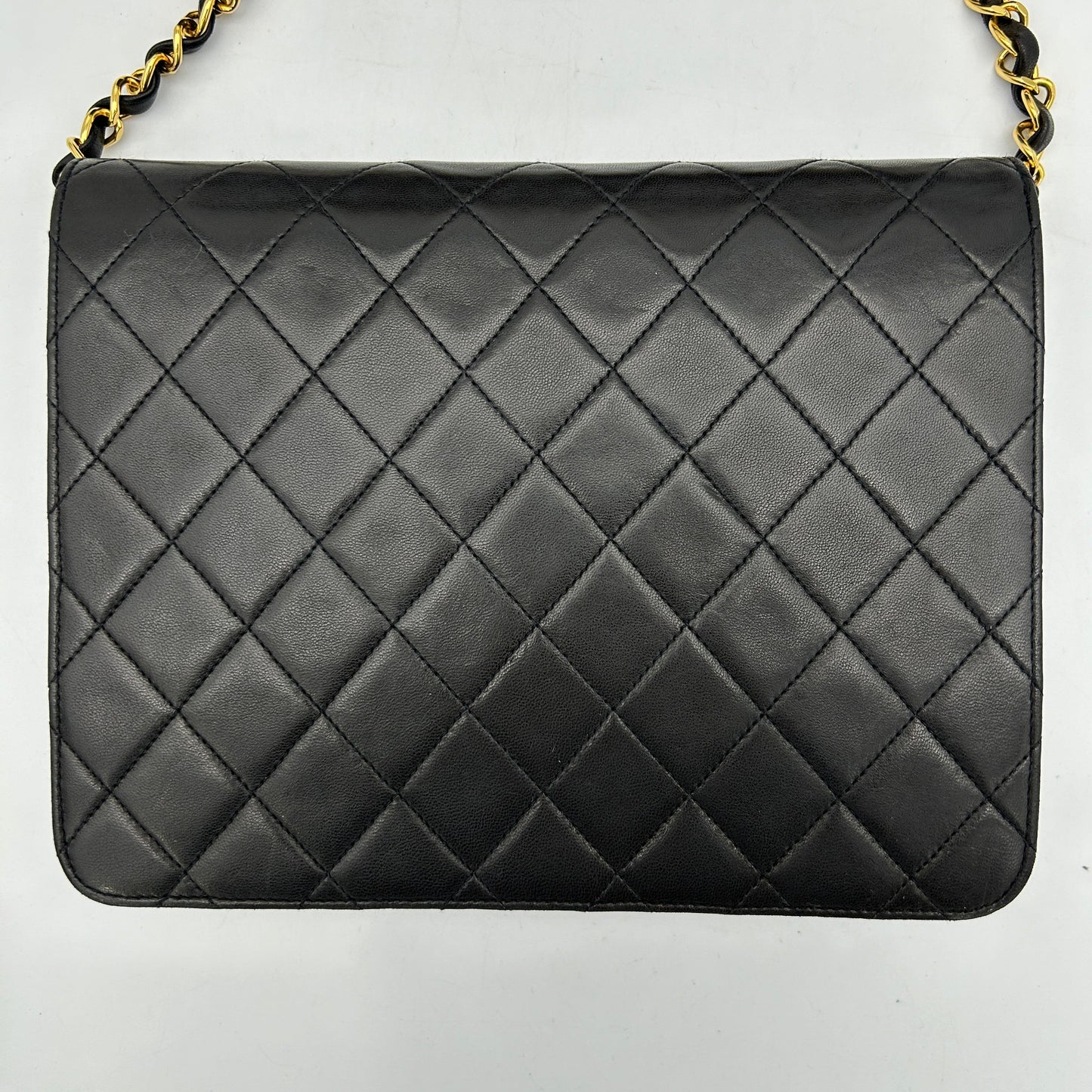Chanel Black Lambskin Pushlock Small Half Flap Shoulder Bag 1996-1997