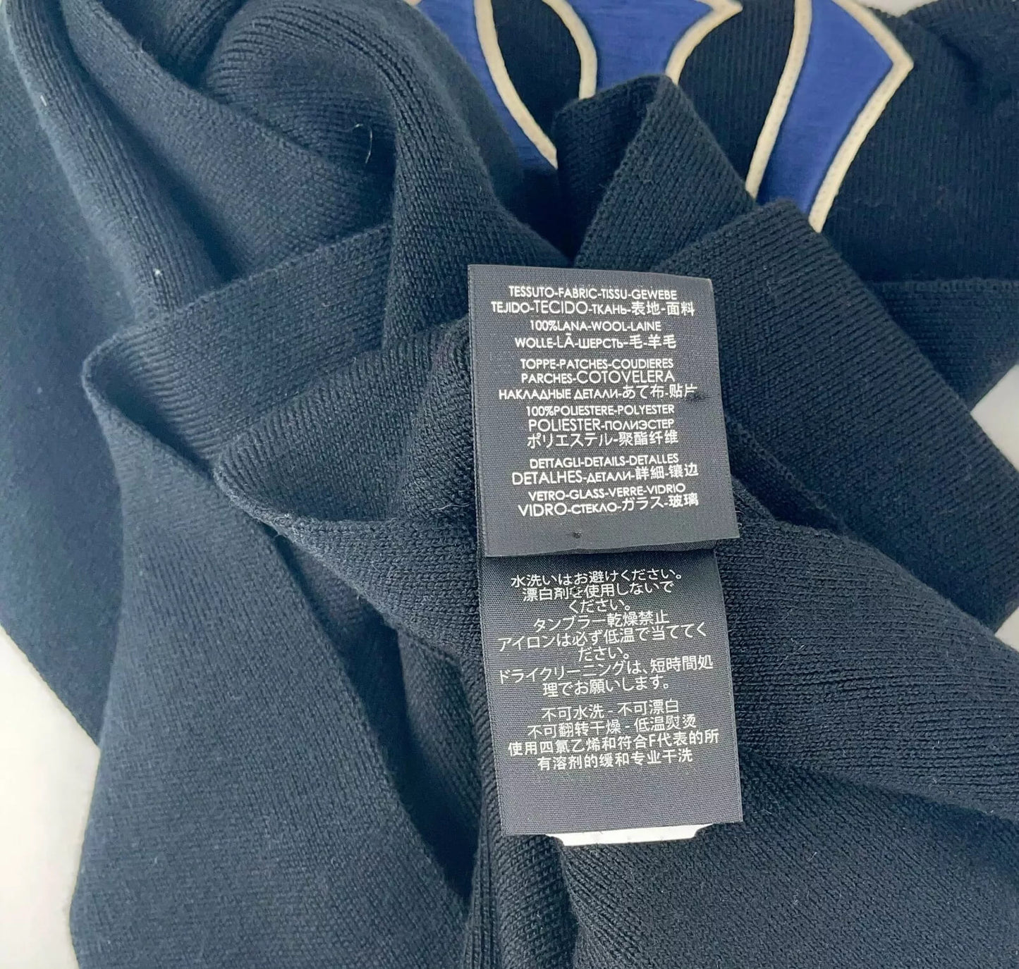 Gucci NY Yankee Black Wool Scarf With Multicolor Gems