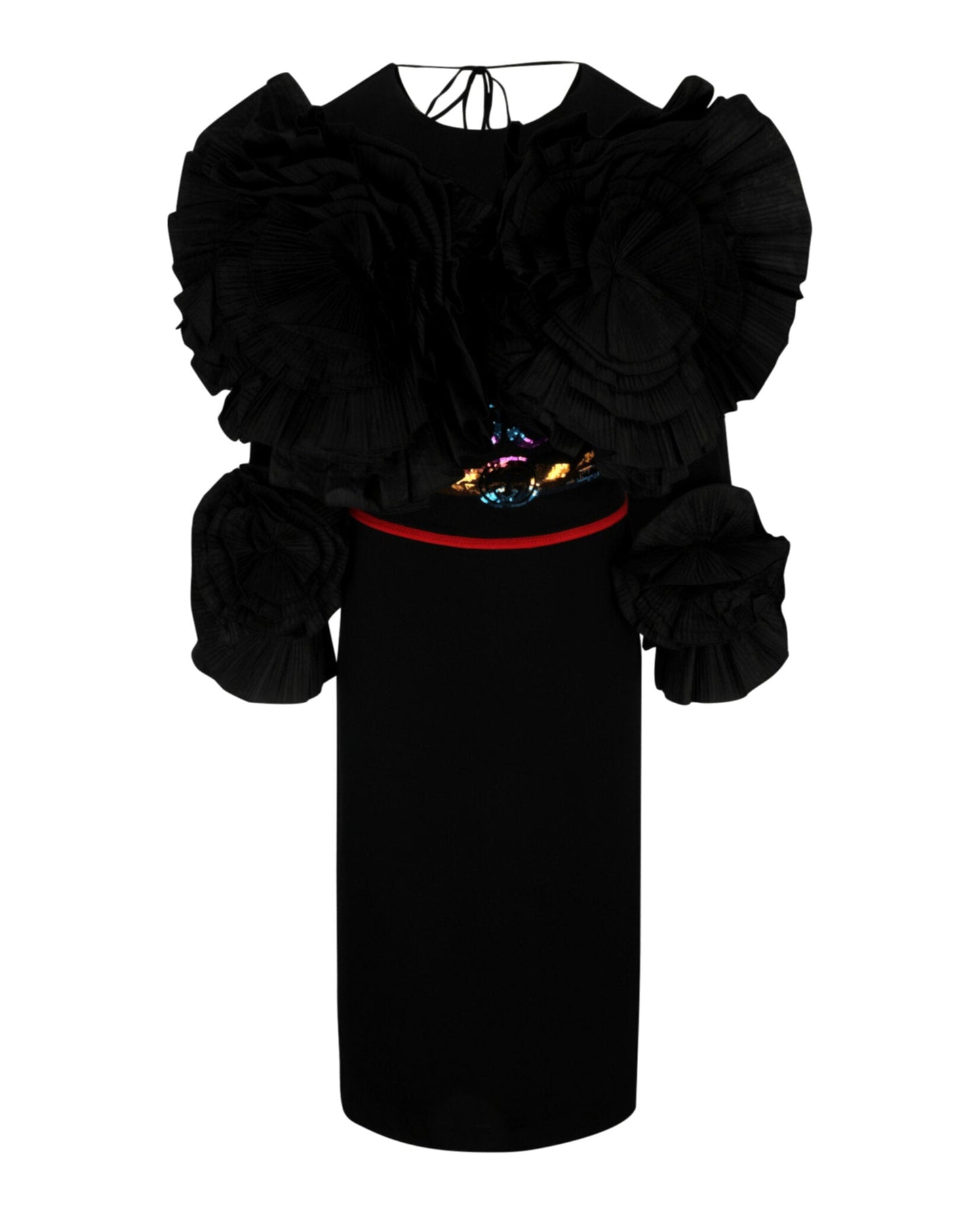 Gucci Womens Pleated Flower Long Sleeve Dress