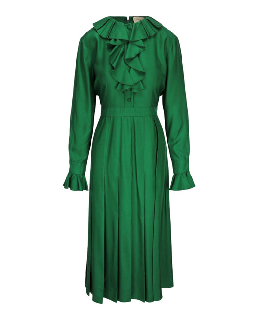 Gucci Womens Ruffled Silk Maxi Dress