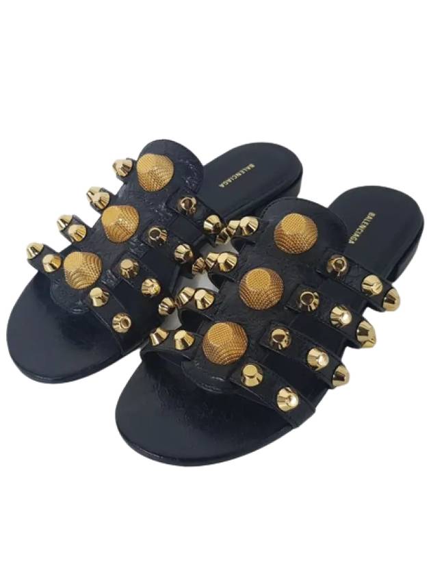 Luxury Balenciaga Trending 2026 Gold Stud Slippers Black