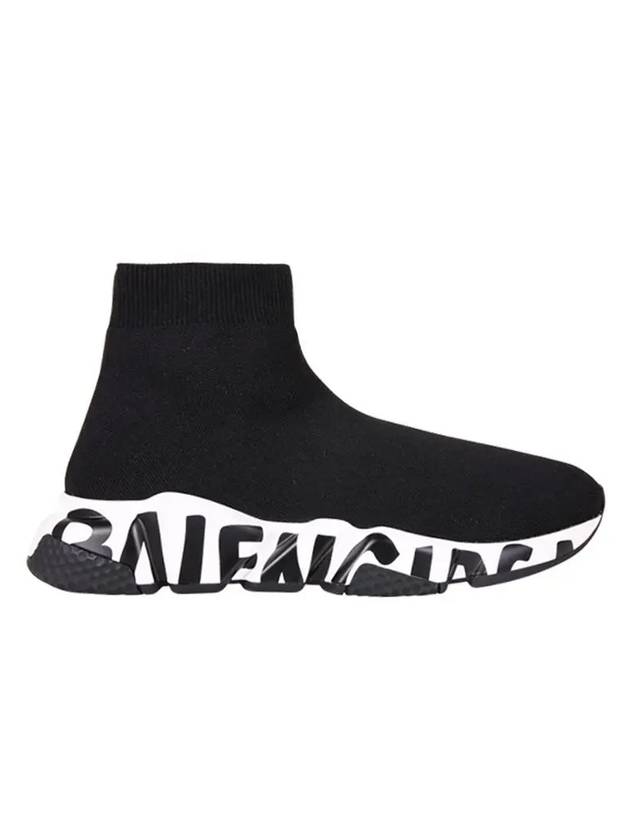 Luxury Balenciaga Trending 2026 Speedrunner Graffiti Logo Sole High Top Sneakers Black