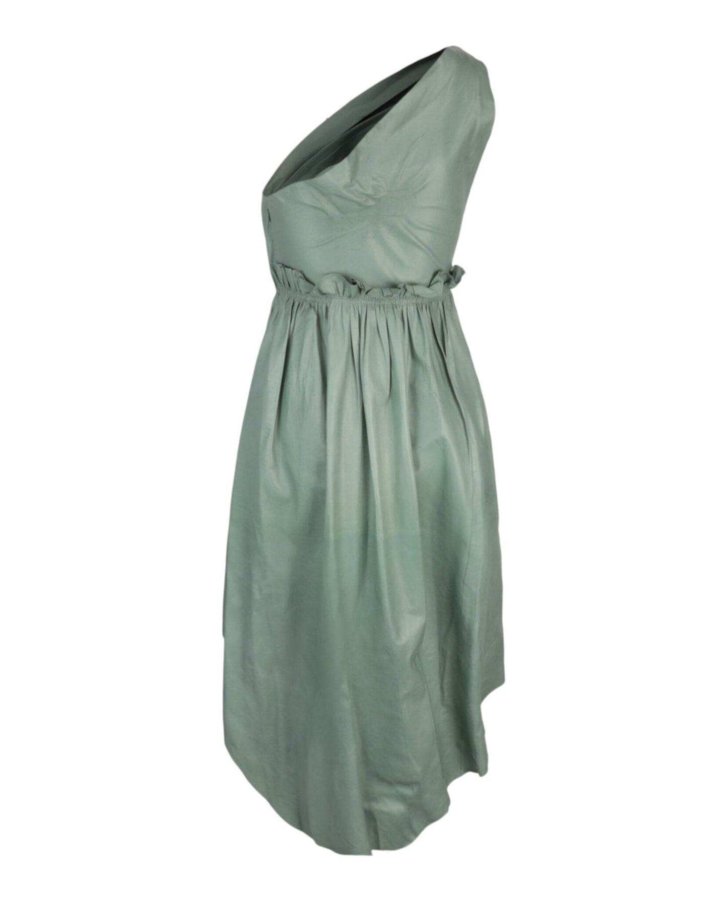 Gucci Womens One Shoulder Leather Maxi Dress