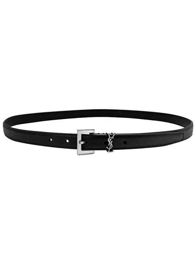 Luxury Saint Laurent Trending 2025 Men's Monogram Grain Belt Black