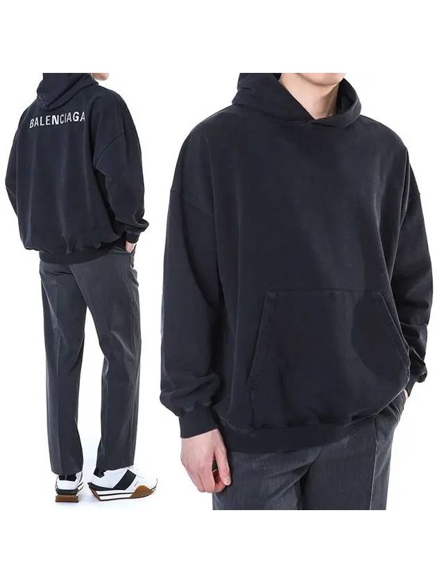 Luxury Balenciaga Trending 2026 Logo Back Large Fit Hoodie Black