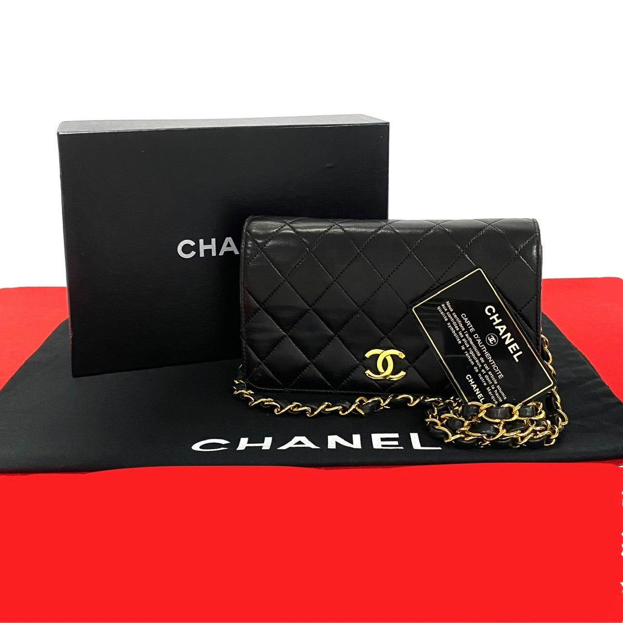 CHANEL Shoulder Bag lambskin black COCO Mark Matrasse Women