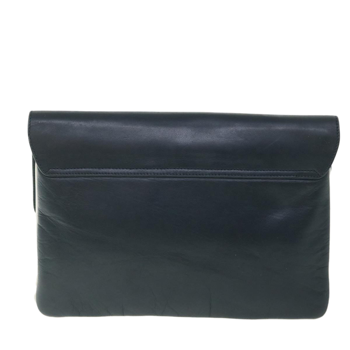 Luxury CELINE Horse Carriage Clutch Bag Leather Navy 54881