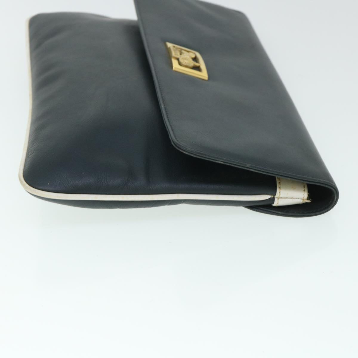 Luxury CELINE Horse Carriage Clutch Bag Leather Navy 54881