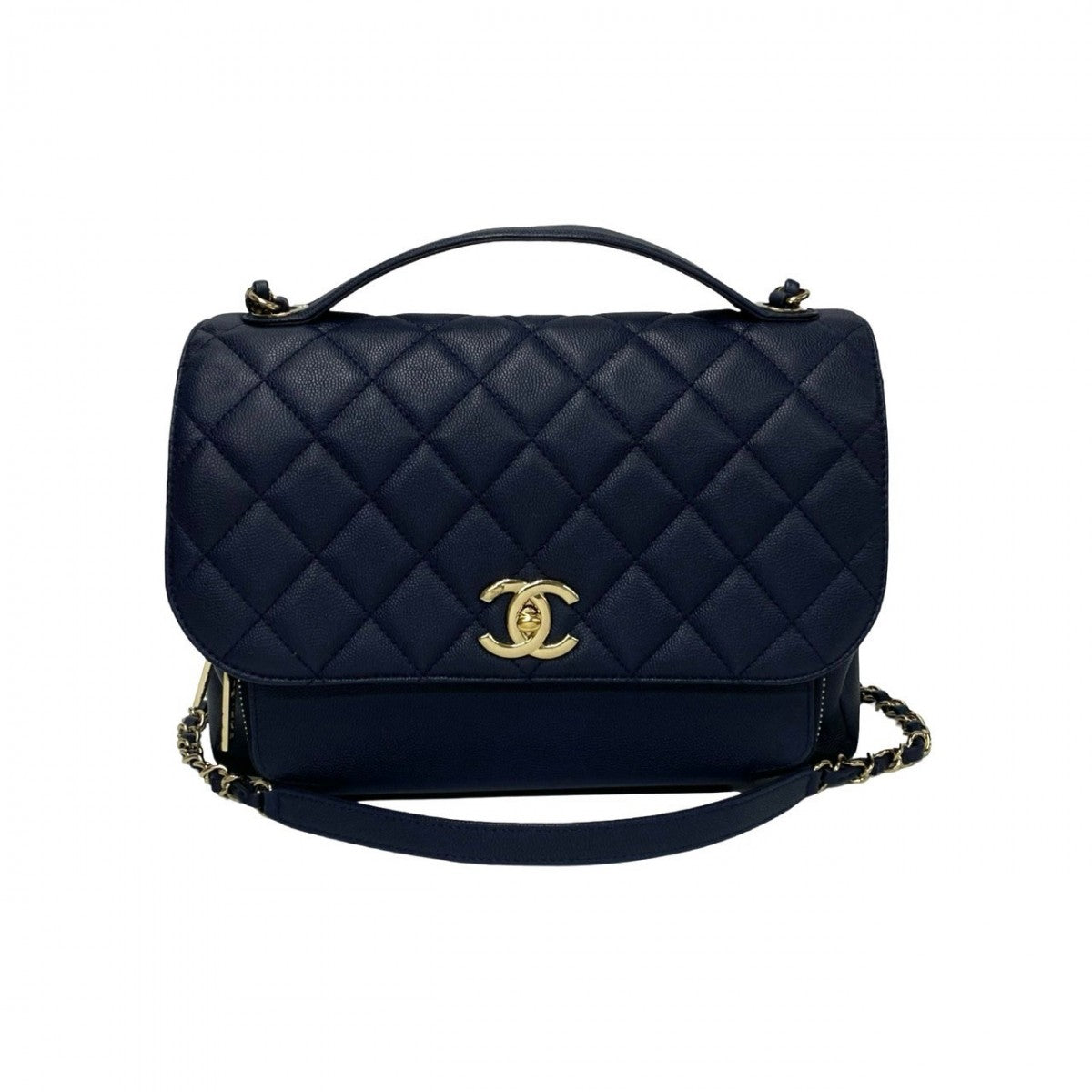 CHANEL Shoulder Bag Matt caviar skin Navy Matrasse Business Affinity Women