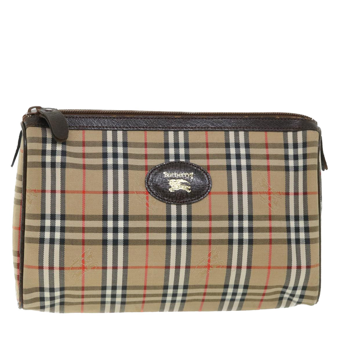 Luxury BurberrySs Nova Check Clutch Bag Canvas Leather Beige Brown Auth 54952
