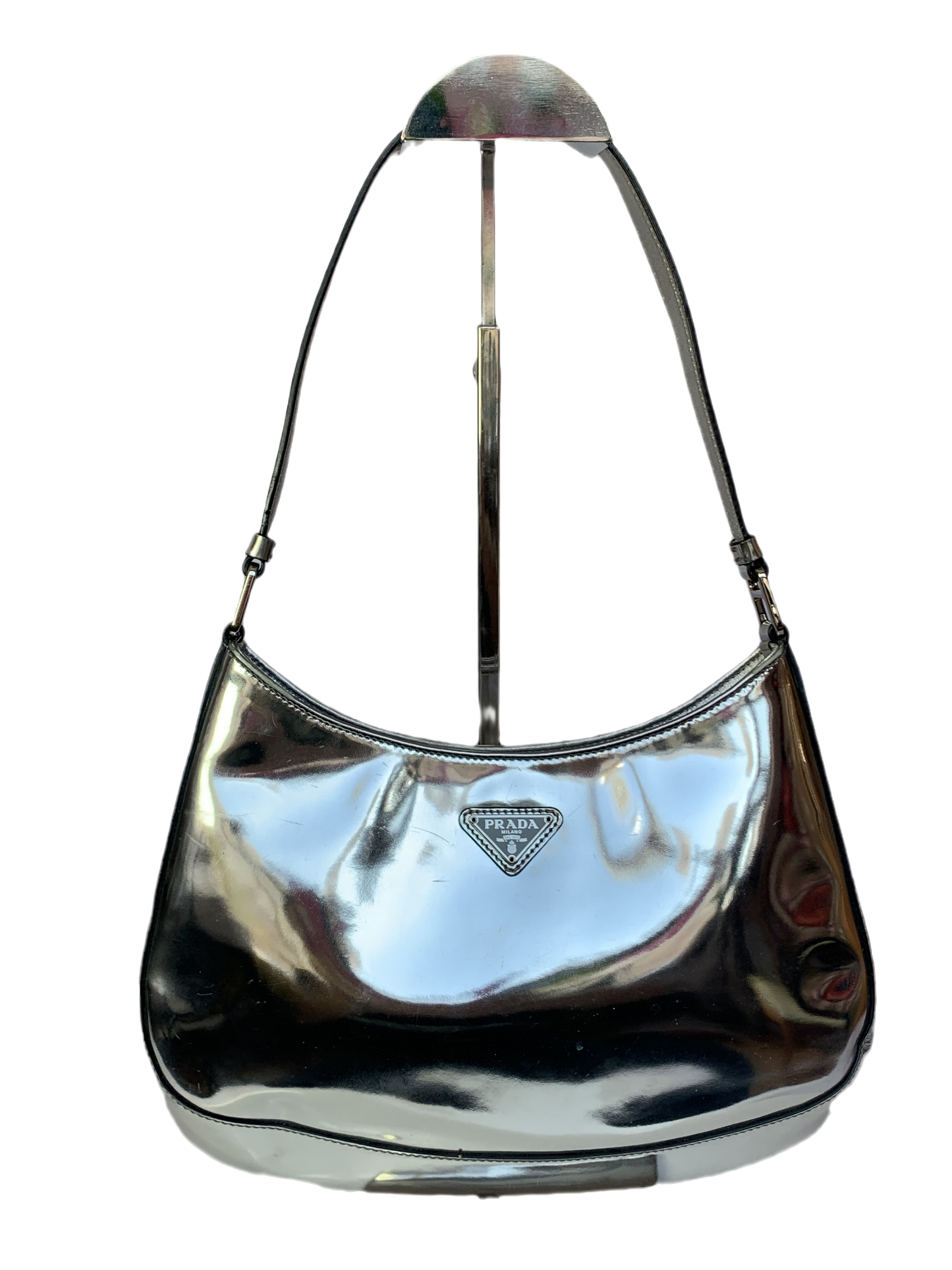 Prada Cleo Silver leather shoulder bag