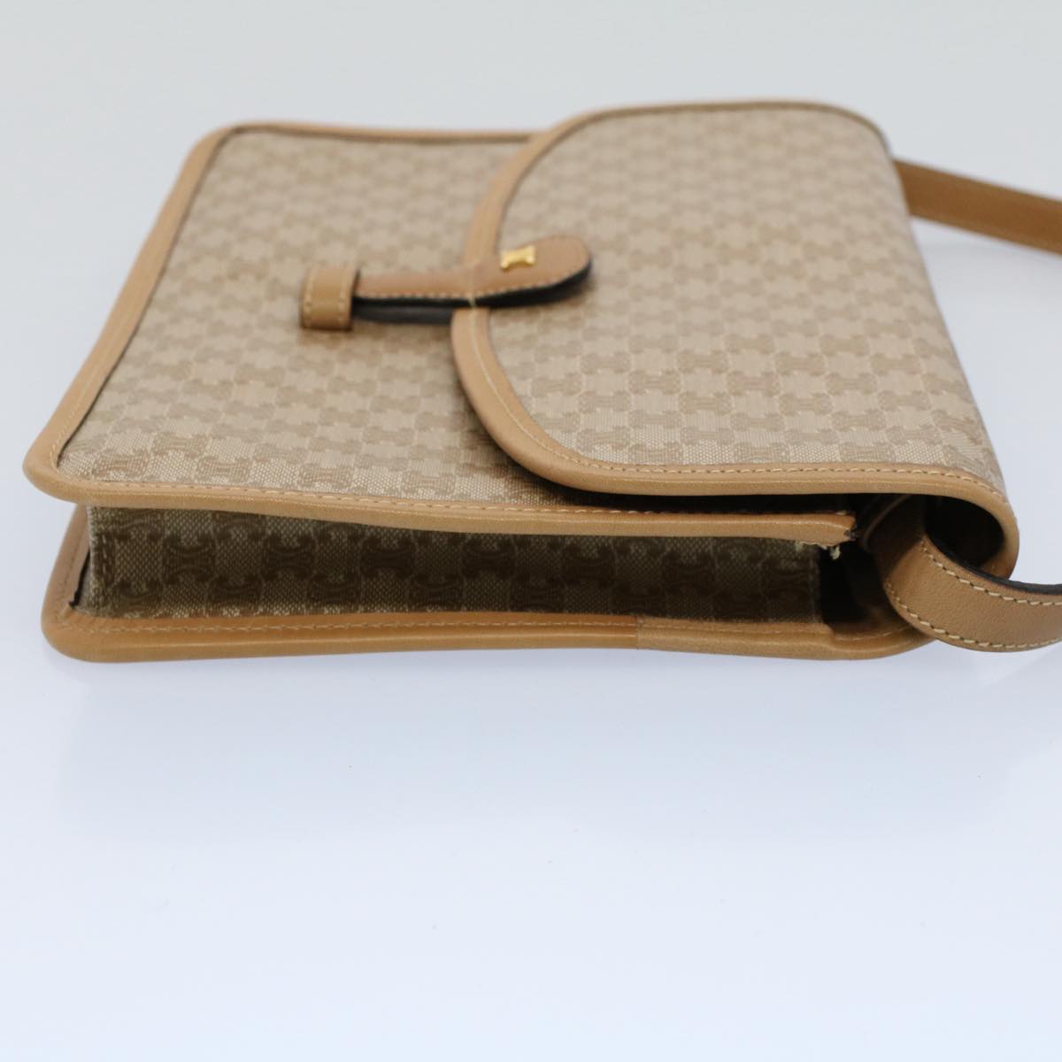 Luxury CELINE Macadam Canvas Shoulder Bag Beige  54990