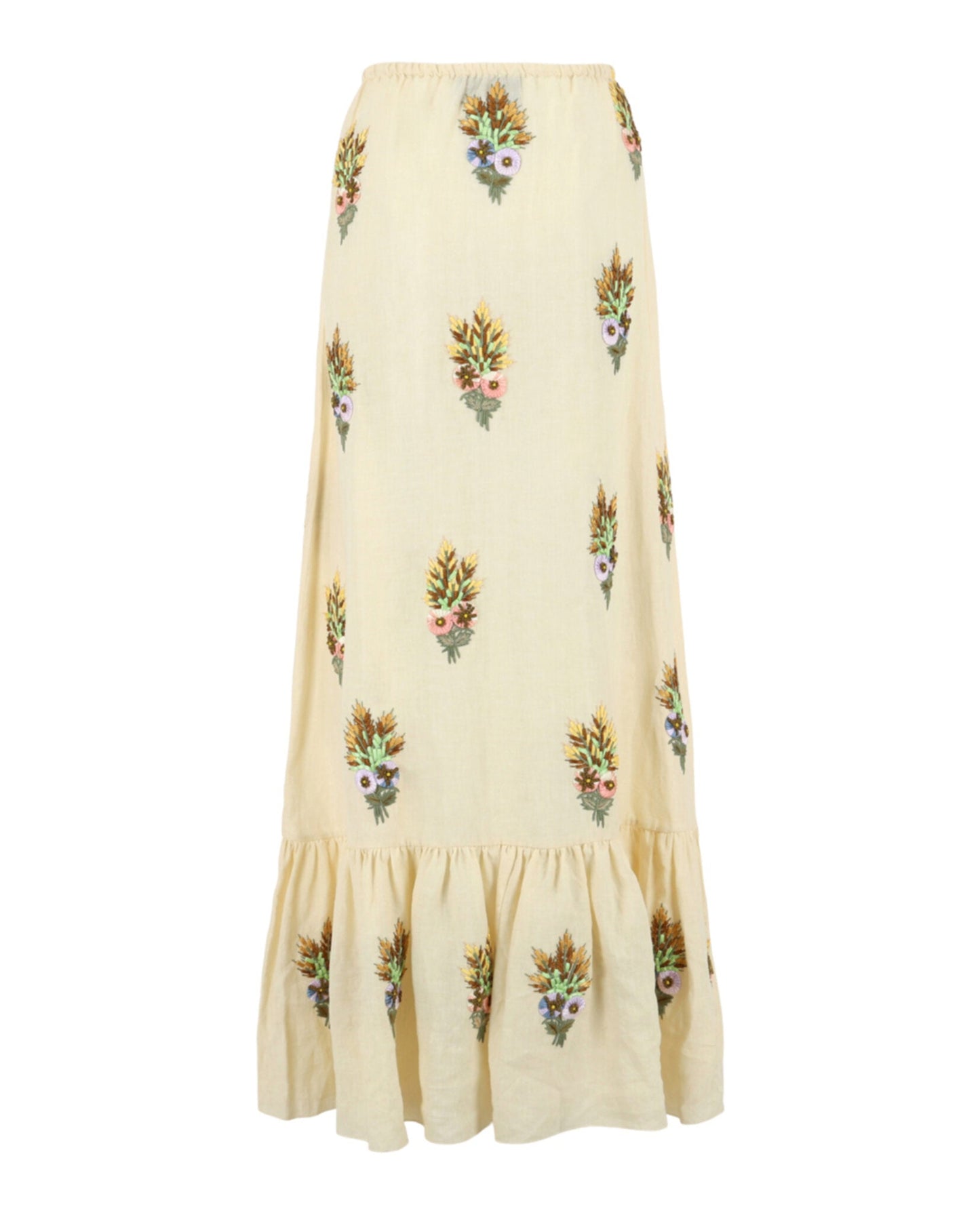 Gucci Womens Embroidered Linen Tiered Skirt