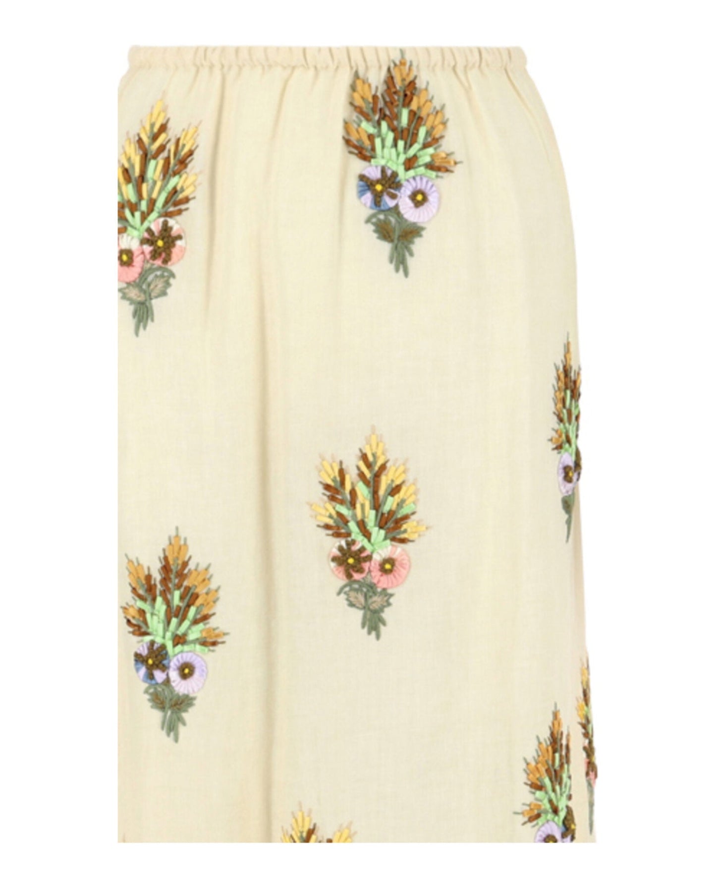 Gucci Womens Embroidered Linen Tiered Skirt