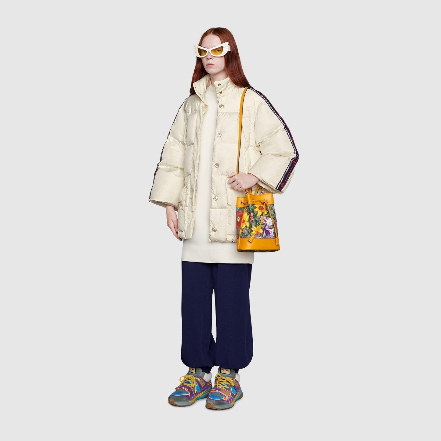 Gucci Ophidia GG Flora Small Bucket Bag Yellow