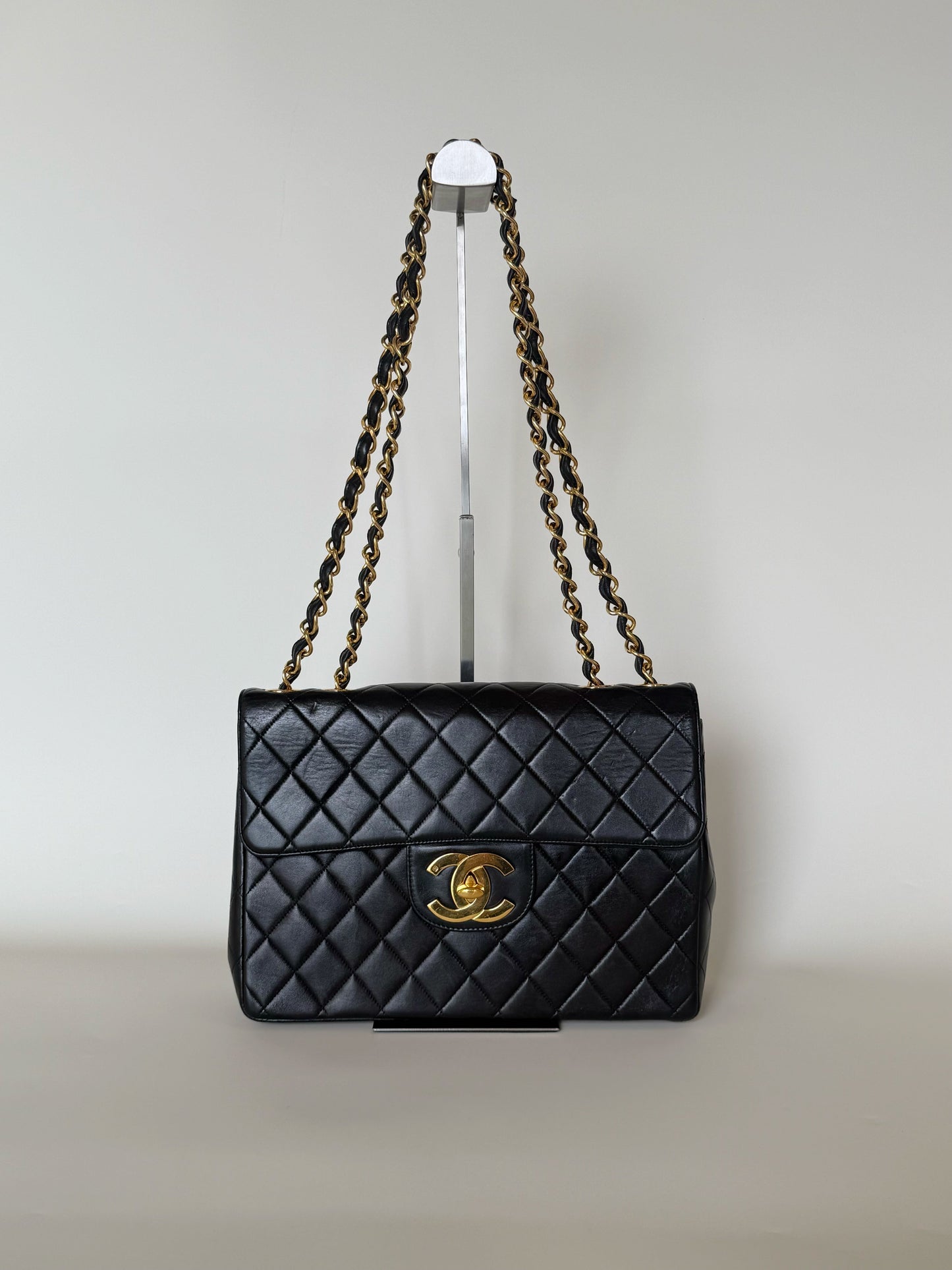 Chanel  Quilted Lambskin Classic Single Flap Bag Jumbo Black