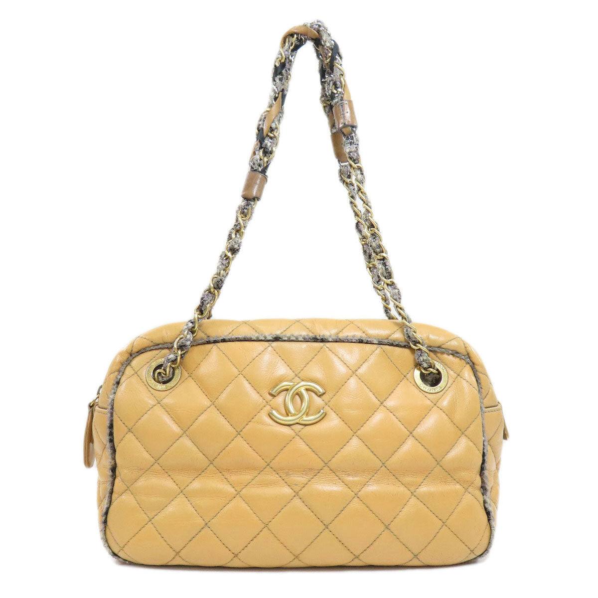 Chanel Chain Bag Matelasse Gold Metal Fittings Tote Bag Calf Brown