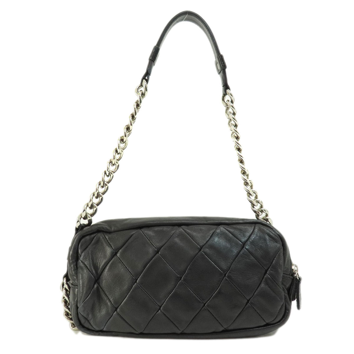 Chanel Matelasse Silver Hardware Handbag Lambskin Black