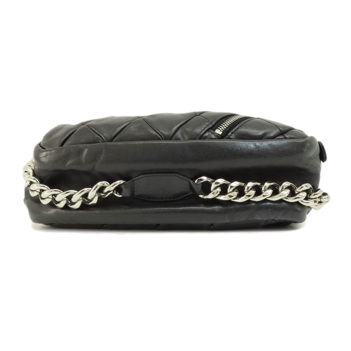Chanel Matelasse Silver Hardware Handbag Lambskin Black