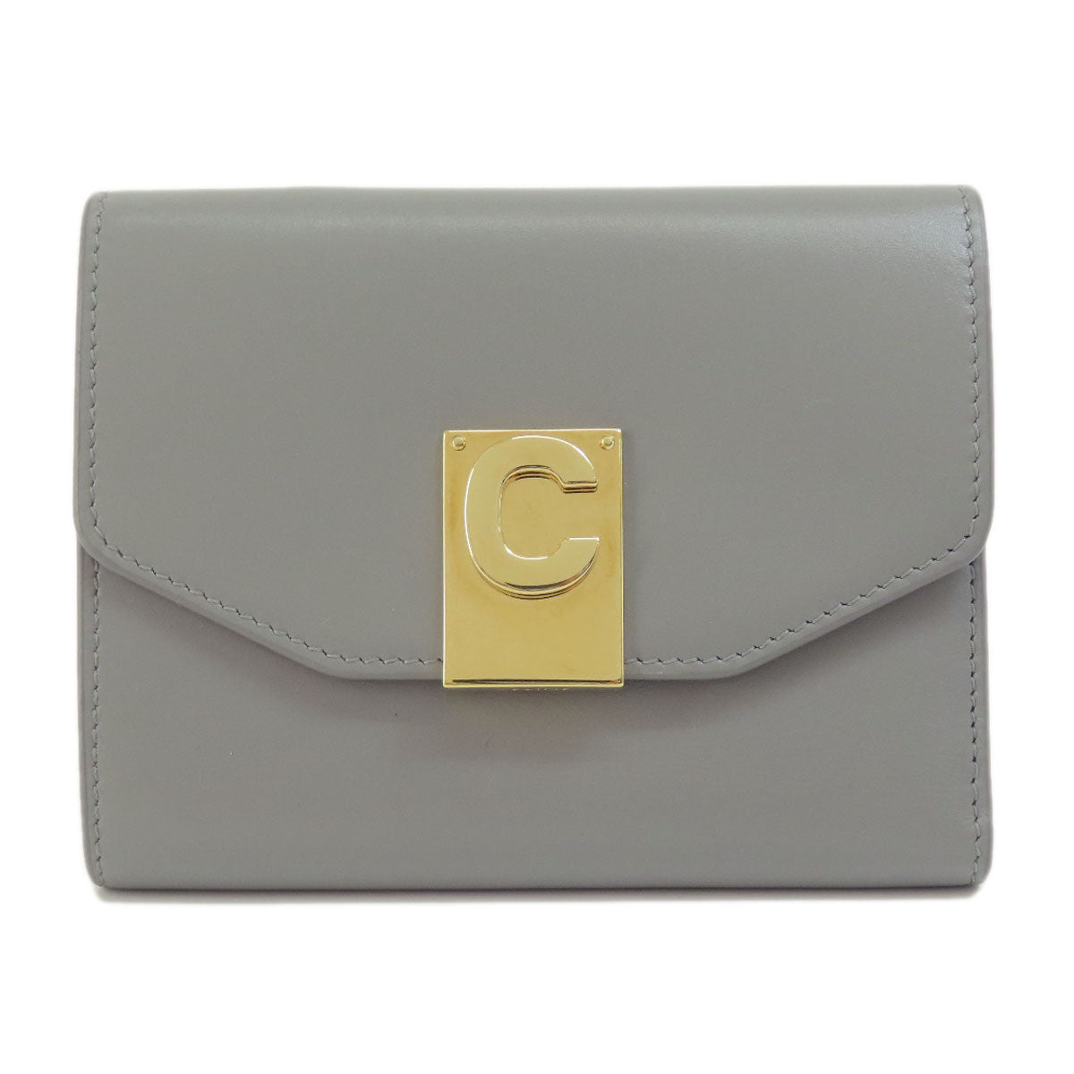 CELINE Bifold Wallet leather gray CMetal Women