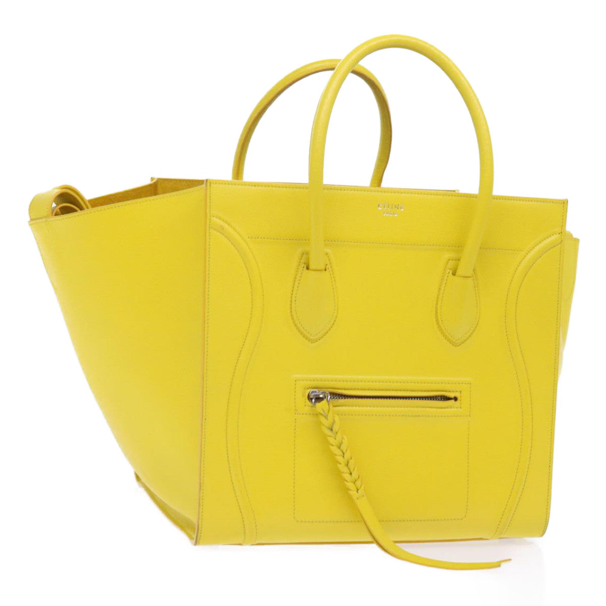Luxury CELINE Gauge Phantom Hand Bag Leather Yellow  55633