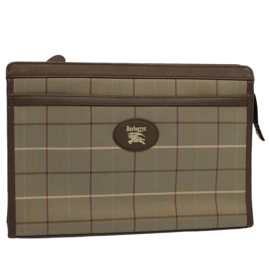 Luxury BurberrySs Nova Check Clutch Bag Nylon Canvas Green Auth 55670