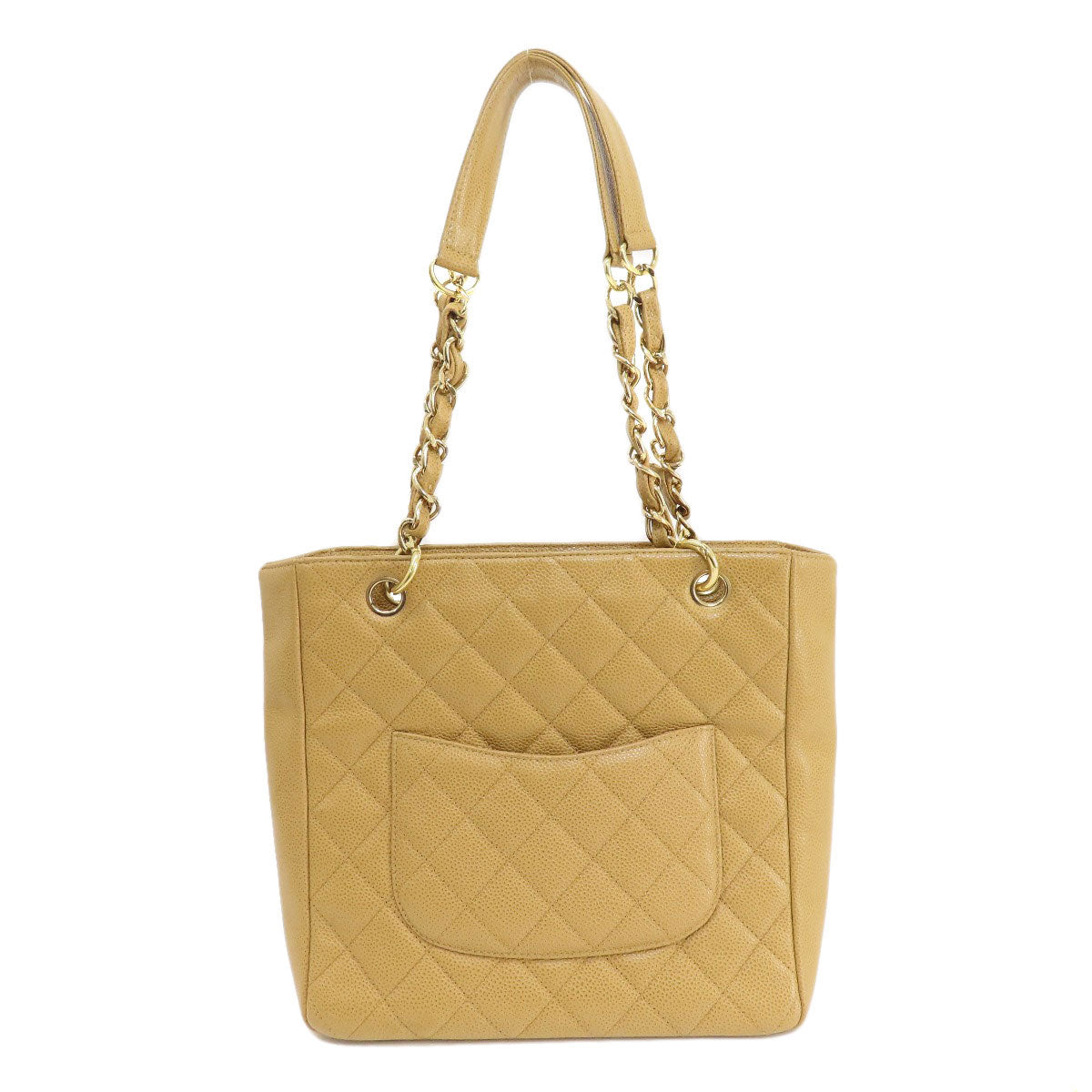 CHANEL Tote Bag Grained Calfskin Skin beige Chain Bag Matelasse Gold Metal
