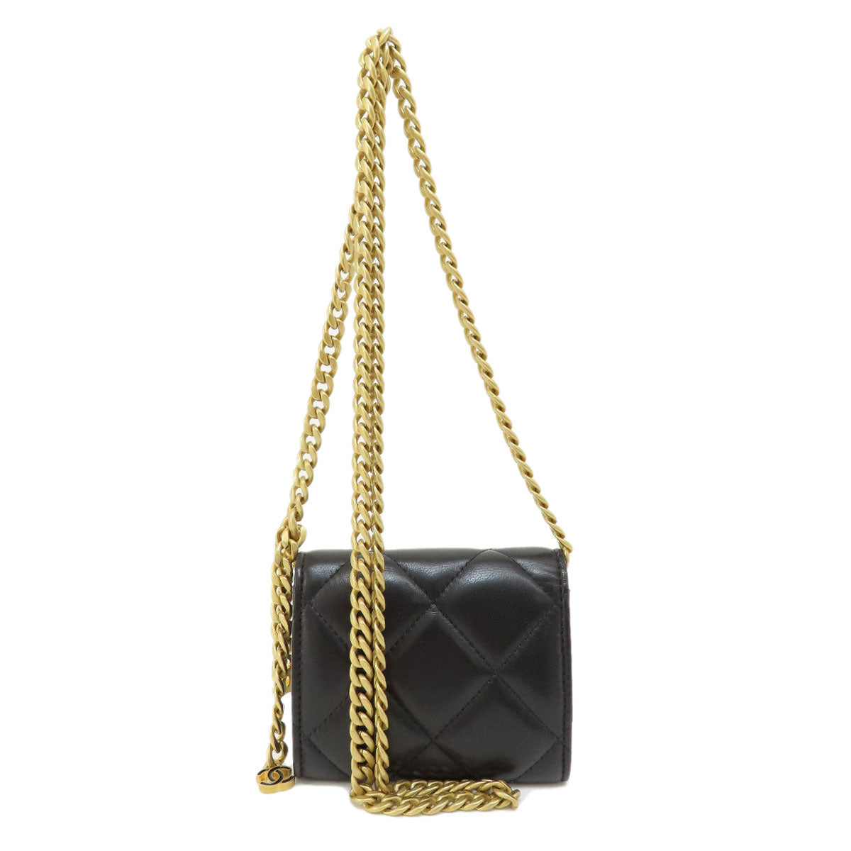 Chanel Matelasse Coco Mark Gold Metal Fittings Chain Wallet Black