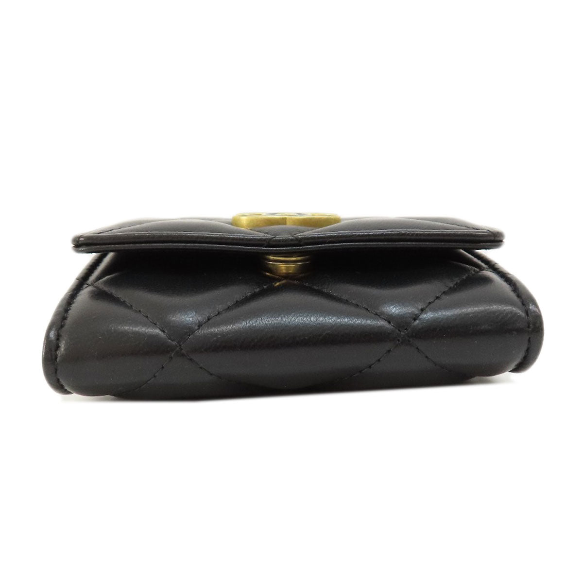 Chanel Matelasse Coco Mark Gold Metal Fittings Chain Wallet Black