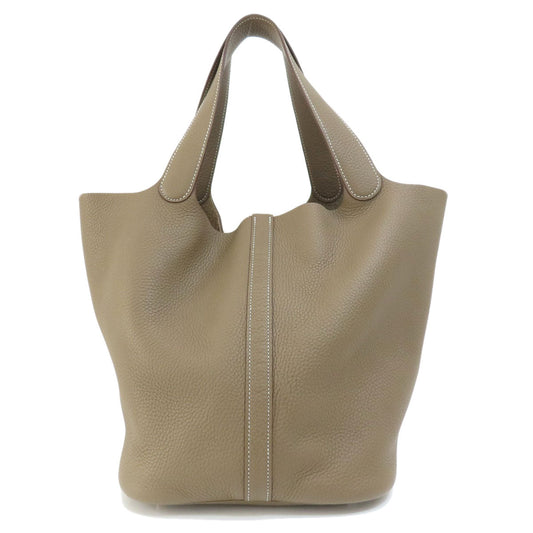 HERMES Handbag Taurillon Clemence Brown Picotin Lock GM Etoupe Etoupe SilverMetal