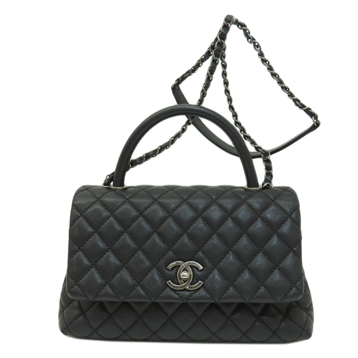 CHANEL Handbag Grained Calfskin Skin black Matrasse 2WAY