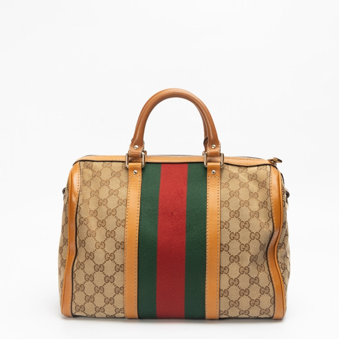 Gucci Leather Canvas Handbag