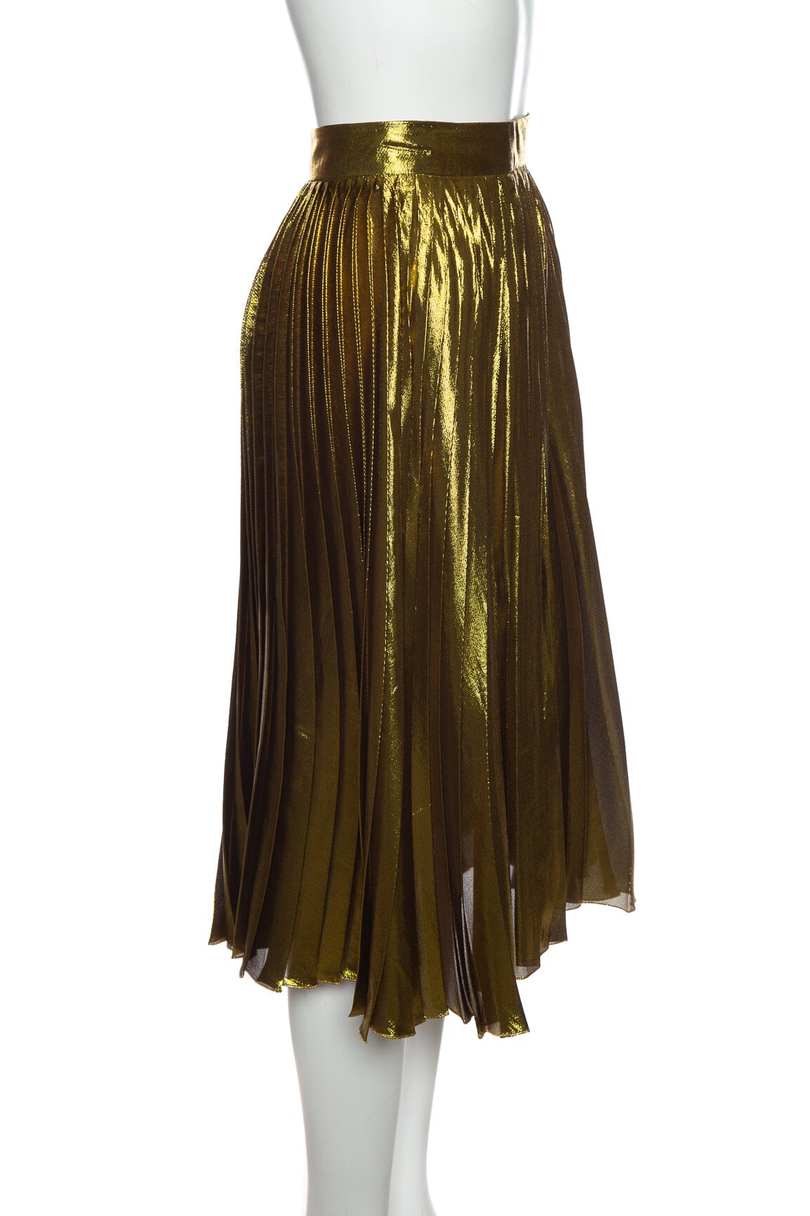 Gucci Metallic Gold Pleated Maxi Skirt SZ 38
