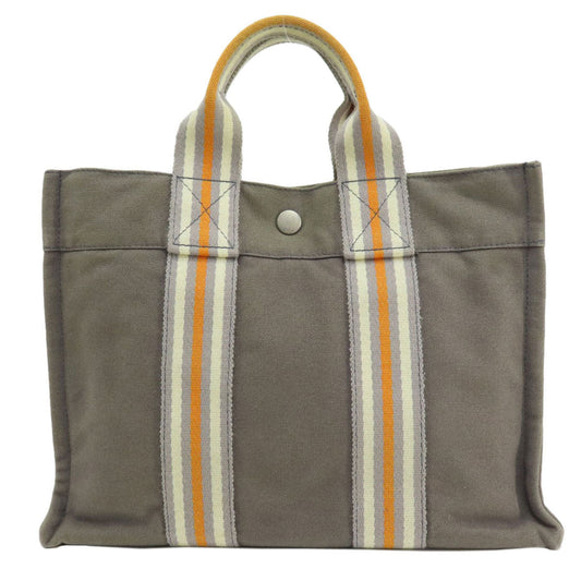 HERMES Handbag canvas gray Sack Fool Toe PM 2001 Ginza Limited Women Used