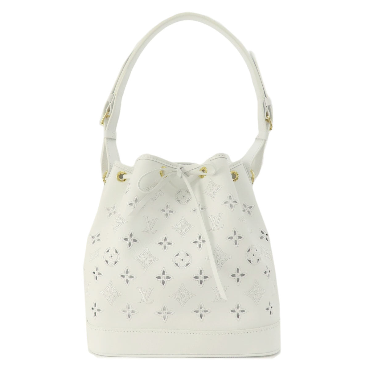 LOUIS VUITTON Shoulder Bag M20740 leather white Noe PM Broderie Angler Women