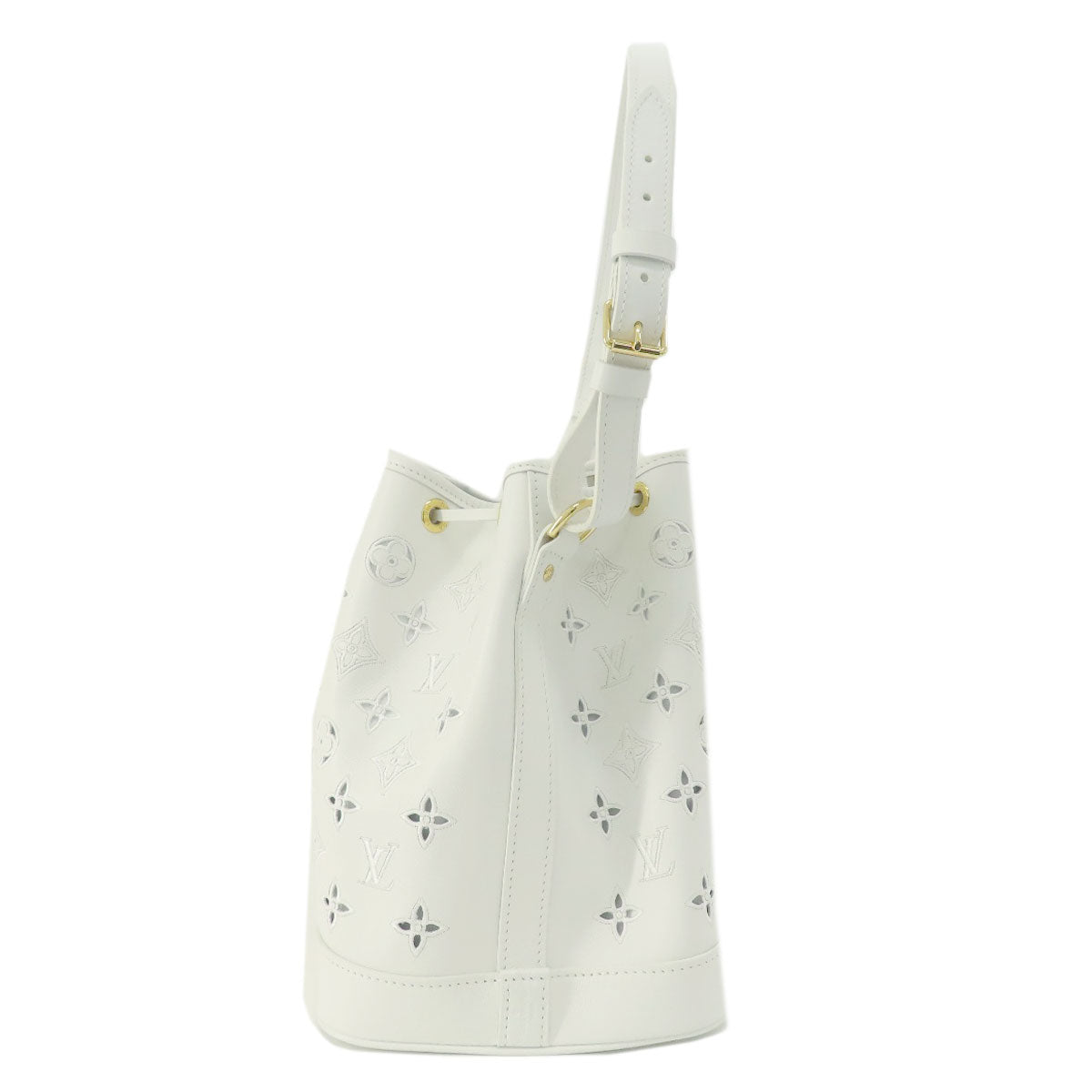 LOUIS VUITTON Shoulder Bag M20740 leather white Noe PM Broderie Angler Women