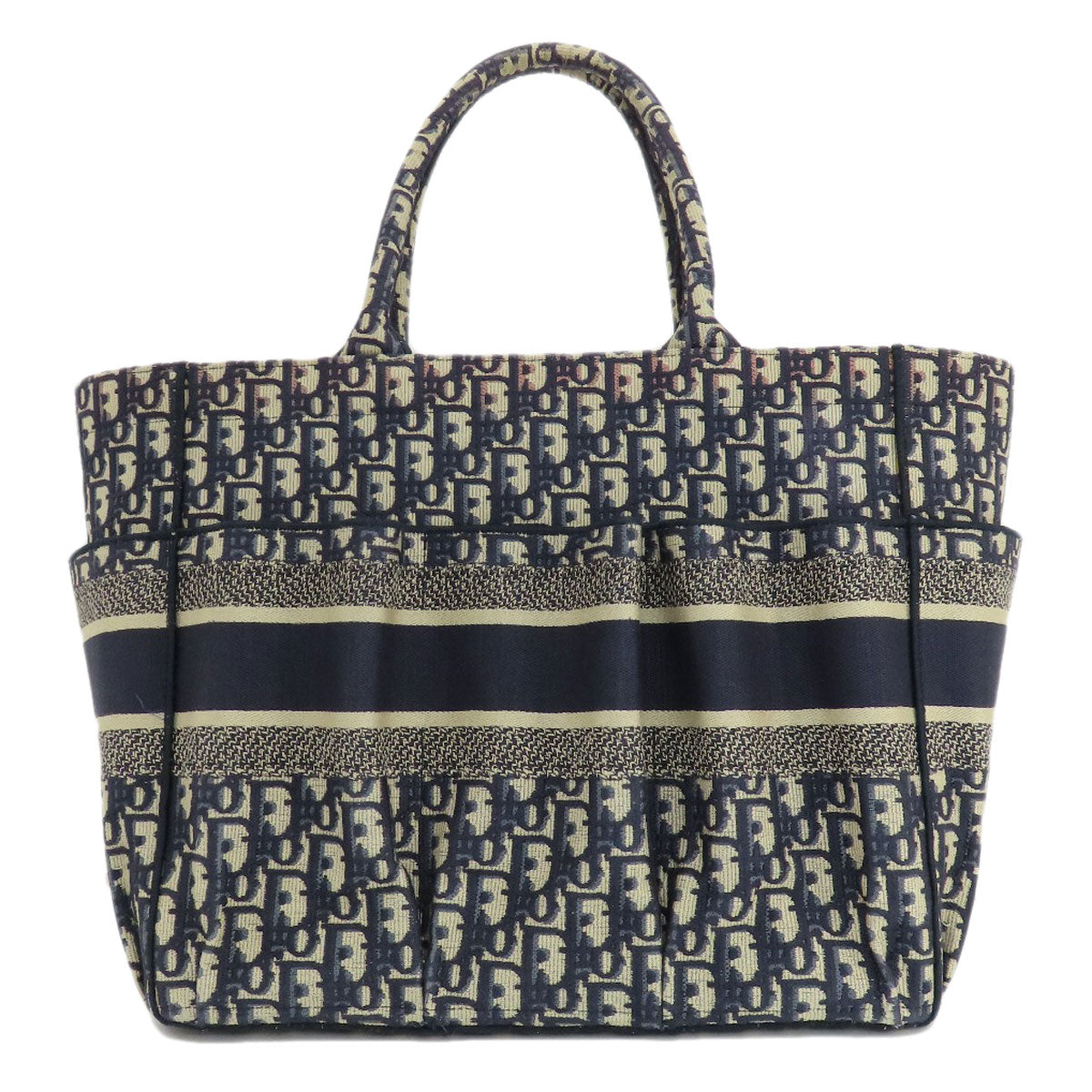 Christian Dior Tote Bag canvas Navy Trotter Pattern Women