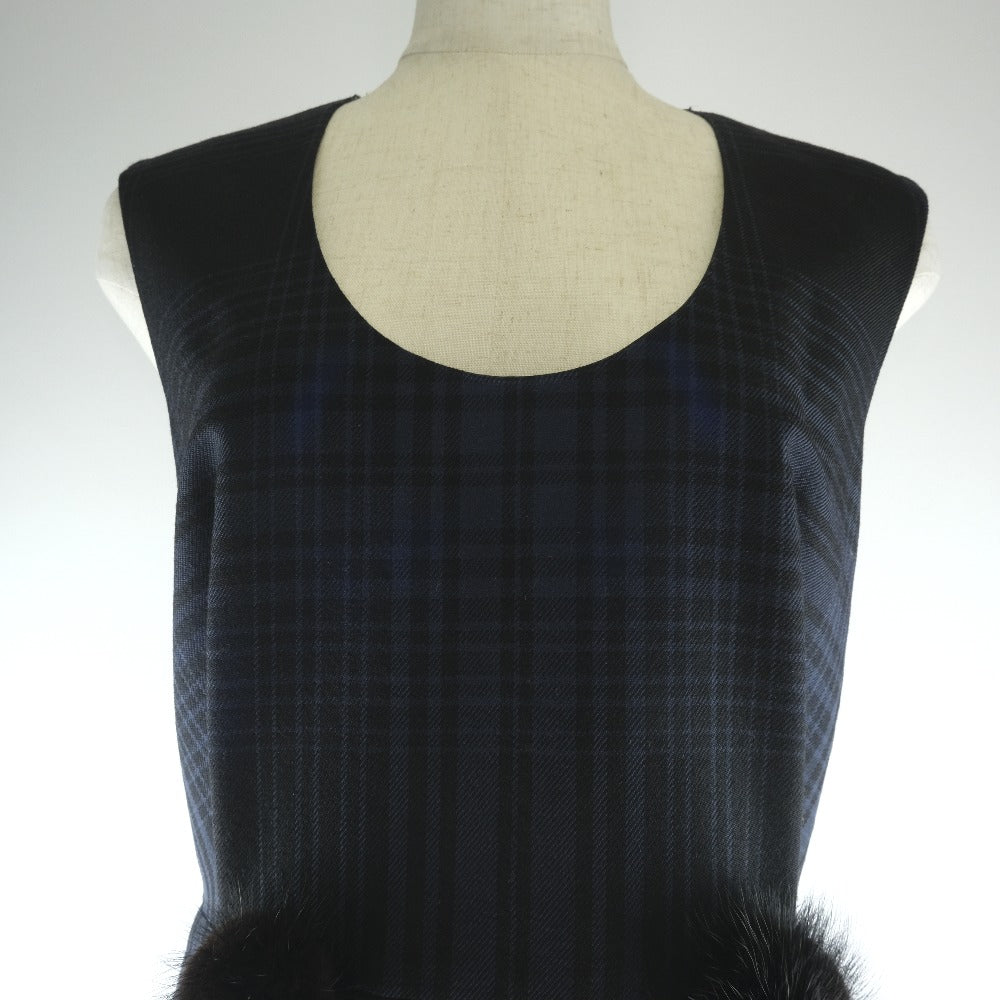 LOUIS VUITTON one piece wool Navy Check Pattern one piece Women 40