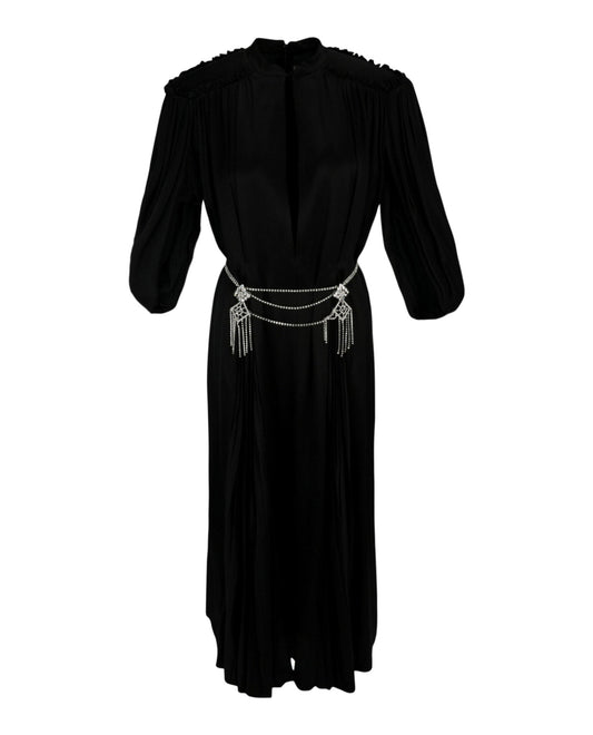 Gucci Womens Cape Sleeve Open Front Crystal-Embellished Belted Gown