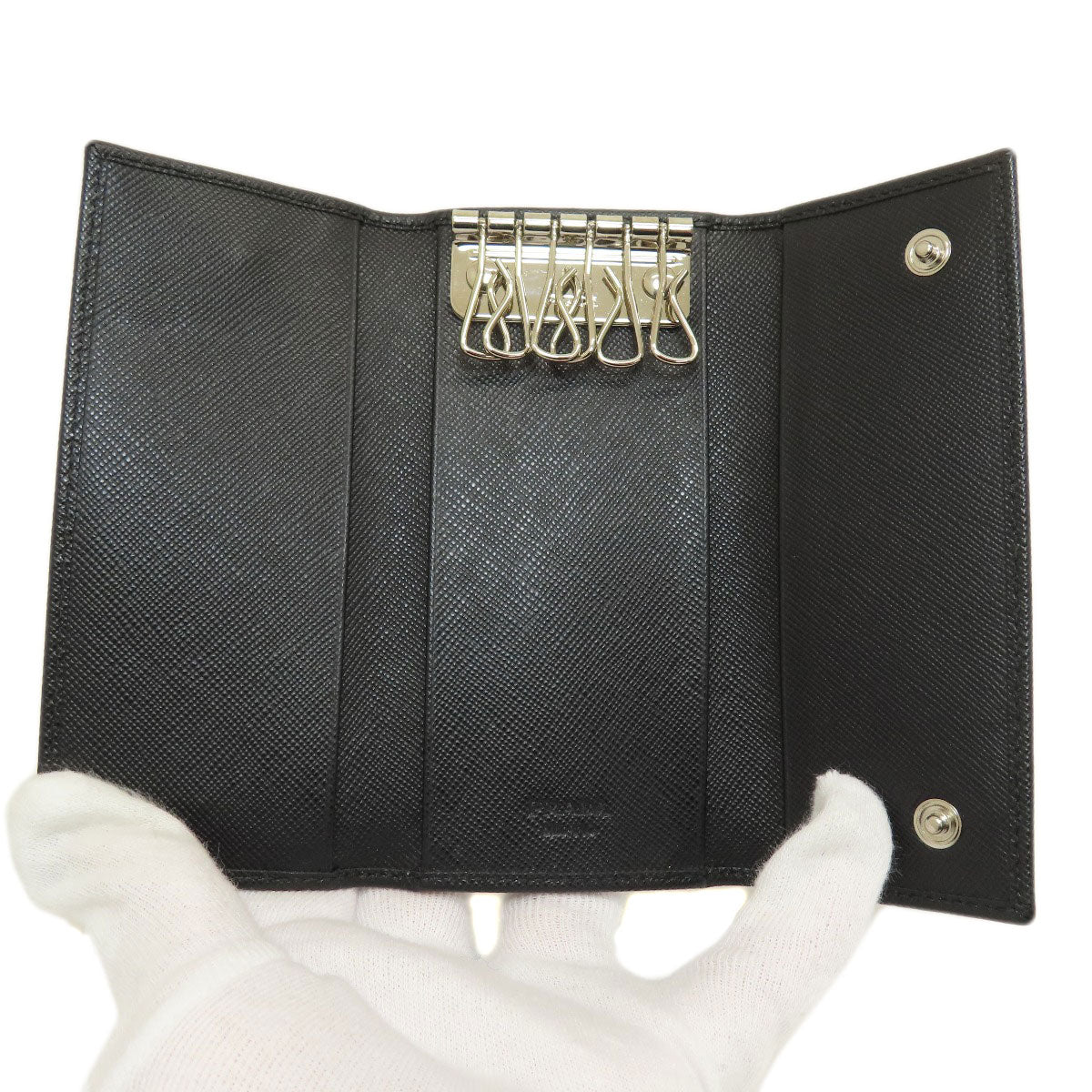 PRADA Key case Key holder  2M0223 leather black Logo engraving mens(Unisex)