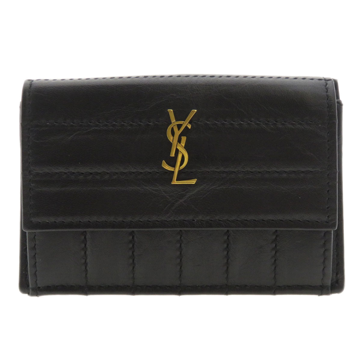 SAINT LAURENT Coin case Calfskin black Logo motif Women