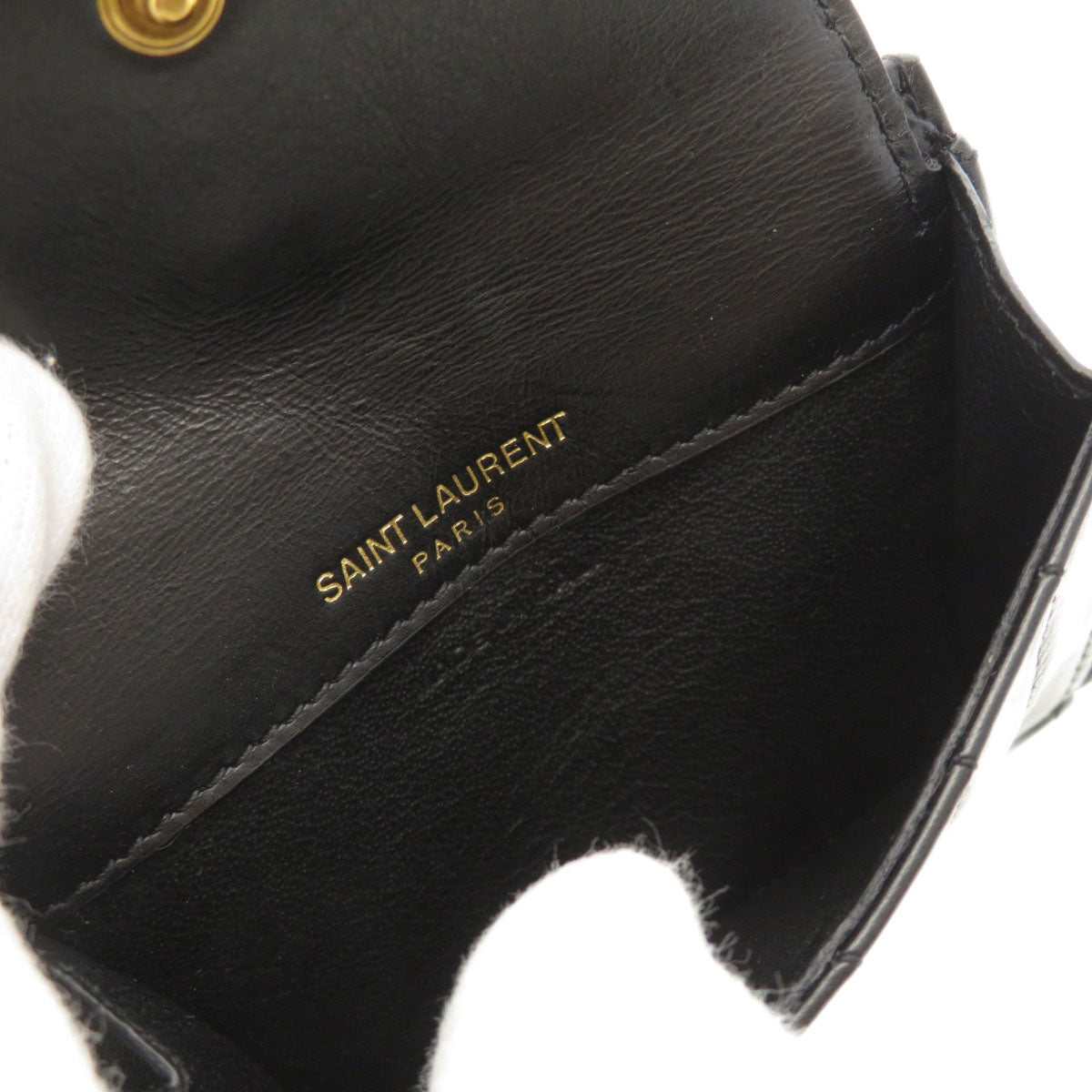 SAINT LAURENT Coin case Calfskin black Logo motif Women